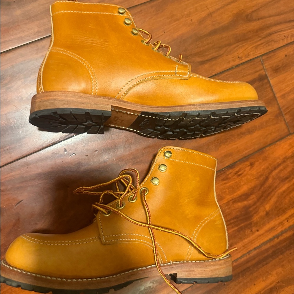 Woolrich Men's Tan Leather Work Boots with Lace-Up Eyelets - Picture 2 of 15